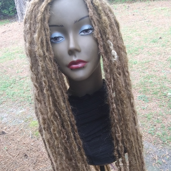 Long ash brown knotty dreadlock extensions - Picture 6 of 8